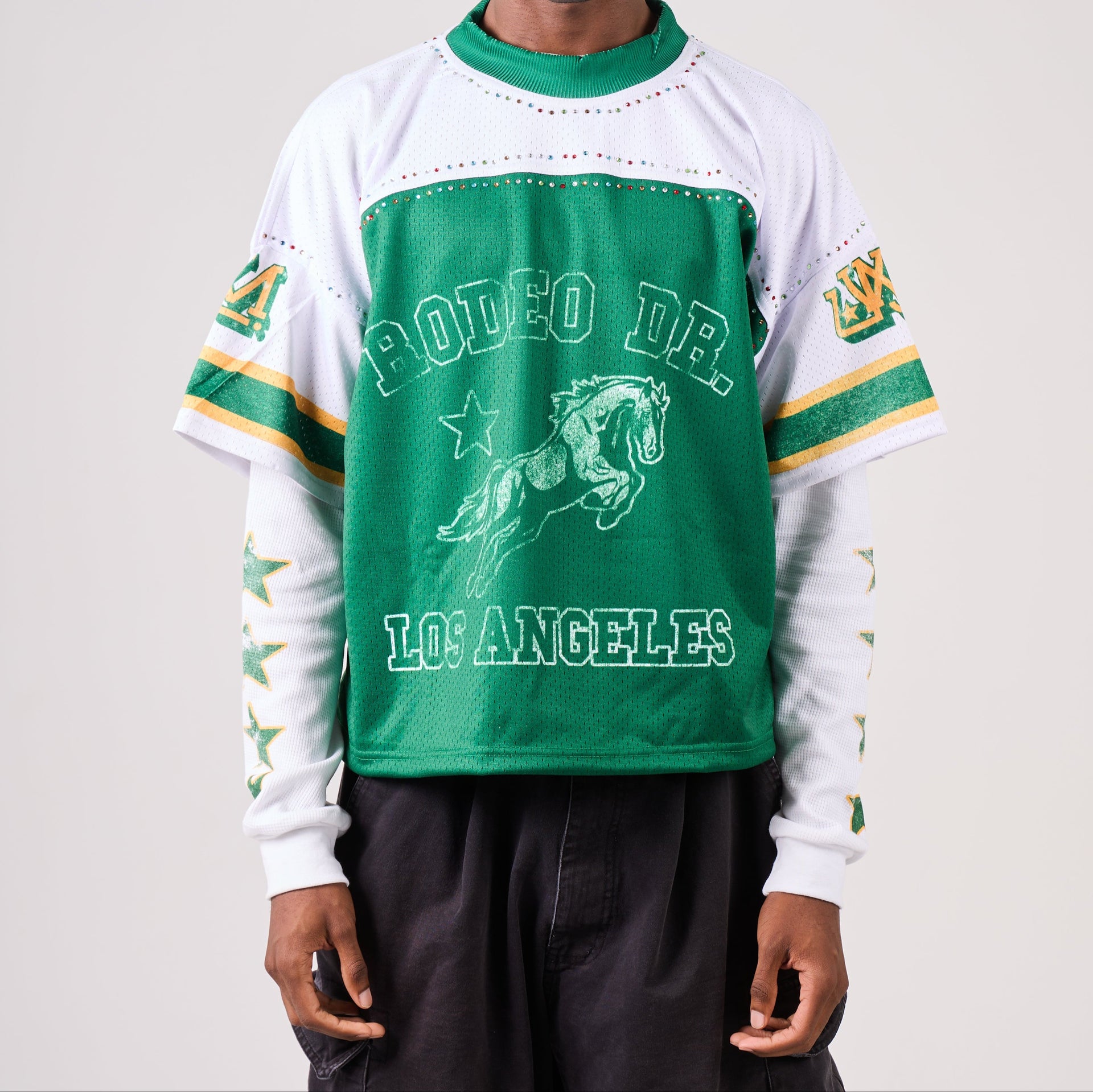 Beverly Hillbilly black yellow heavyweight mesh jersey front view
